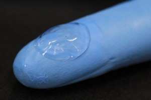 Hybrid transparent and stretchable electrode as part of norganic light-emitting diode (ILDED) devices fitted on a soft eye contact lens. Image courtesy of  Korea's UNIST(Ulsan National Institute of Science and Technology)