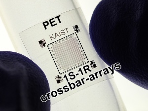 This photo shows the flexible RRAM device on a plastic substrate. Courtesy: KAIST