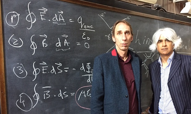 Will Self, Akram Khan and Maxwell’s infamous equations. Photograph: Laurence Grissell/BBC 