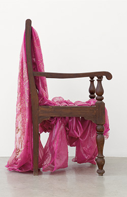 Bharti Kerr, Absence, 2011, sari, resin, wooden chair. Private Collection Courtesy of the Artist and Galerie Peerotin, Photo Guillaume Ziccarelli